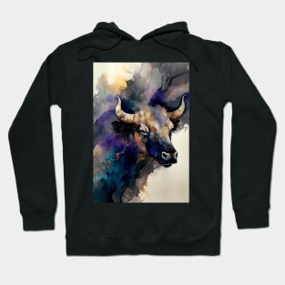 Bull Arise - Semi Abstract Alcohol Ink Resin Art Hoodie